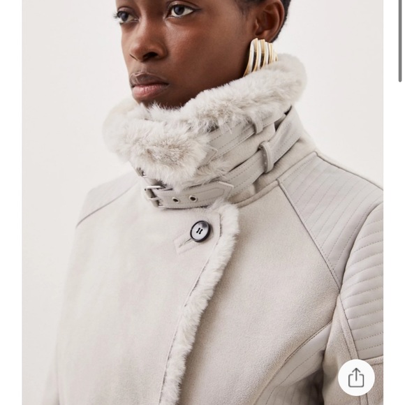 Karen Millen long line shearling coat - Picture 8 of 16